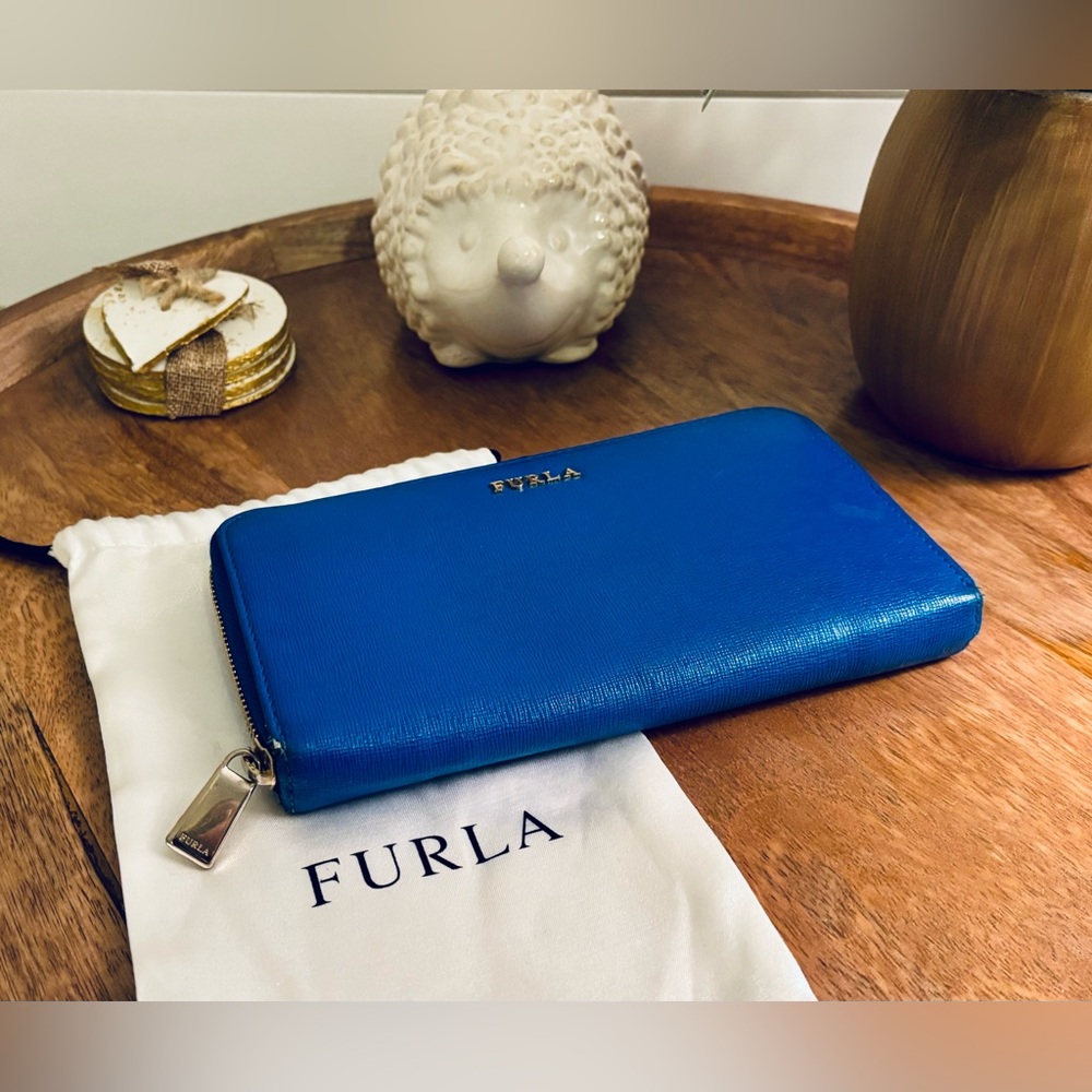 Furla Vibrant Blue Long Leather Wallet